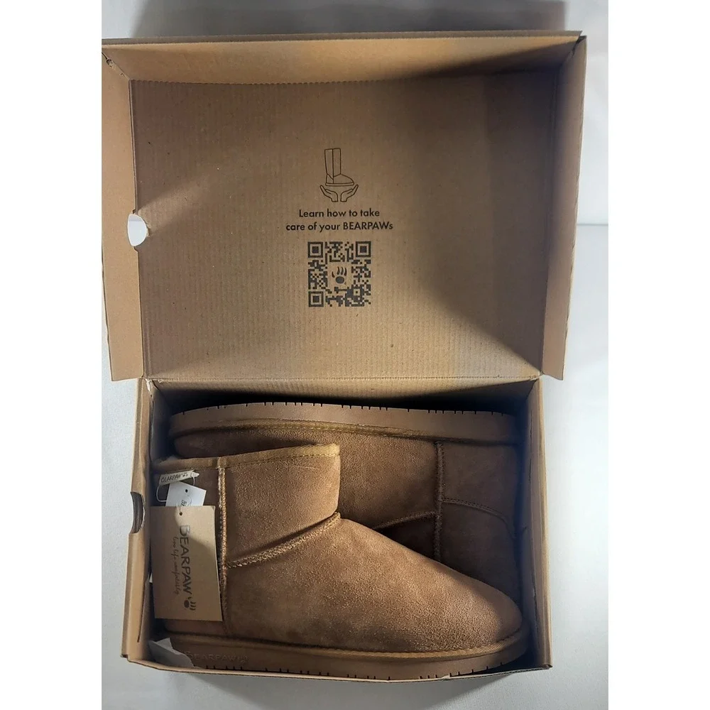 Bearpaw Shorty Women's Winter Boots In Demi Hickory Size 11 Medium Shearling